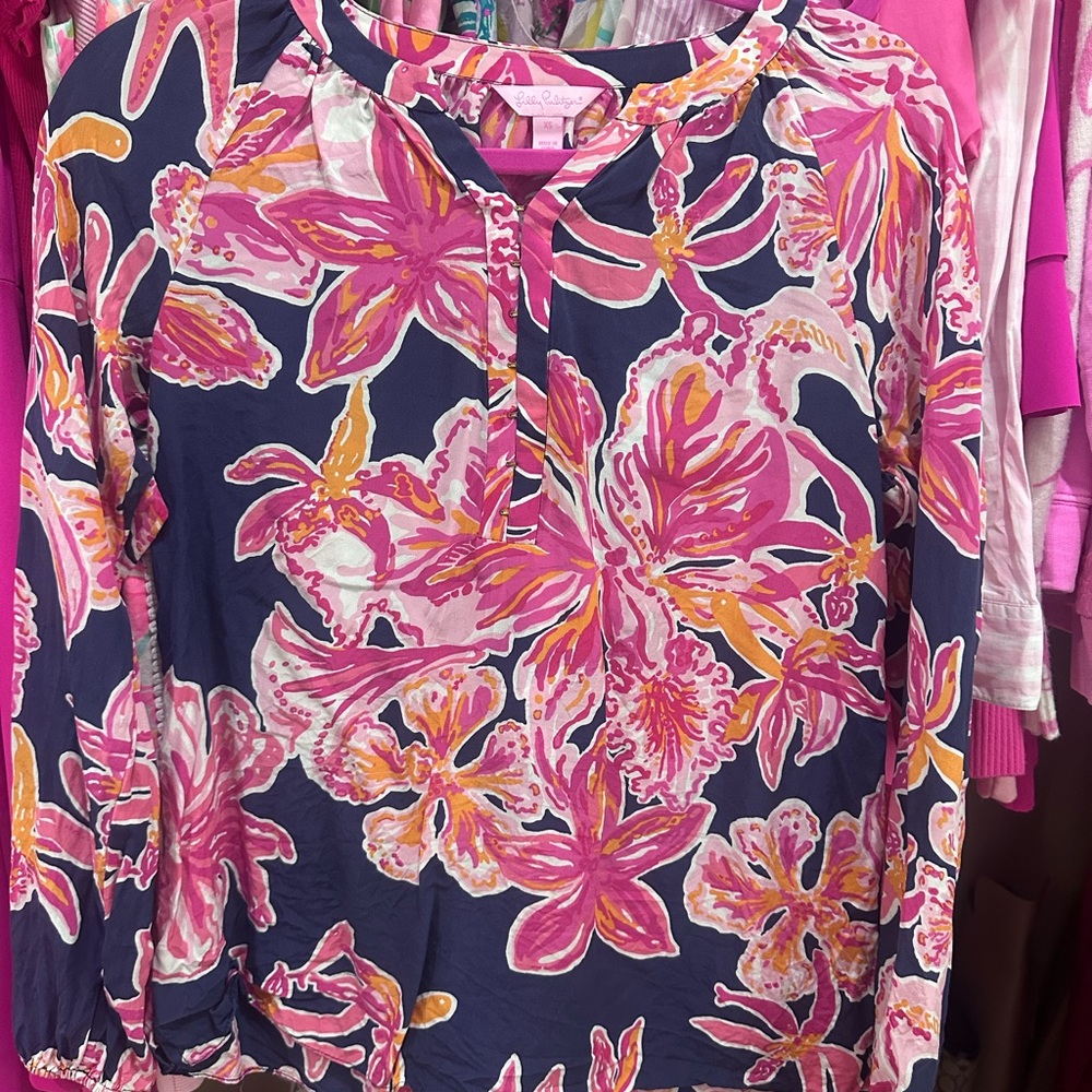 Lilly Pulitzer Elsie Blouse Silk Blouse